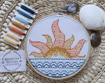 Sunrise Coastal Cross Stitch Pattern: Beach House Decor (PDF Pattern Keeper)