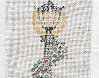 Christmas Lantern Blackwork Embroidery Pattern: Holiday Crafting (PDF Download)