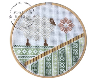 Sheep Cross Stitch Pattern: Spring Meadow Counted Chart (PDF Pattern)