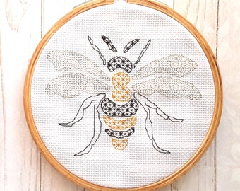 Blackwork Bee Pattern | Instant Digital Download | PDF File | Honeybee
