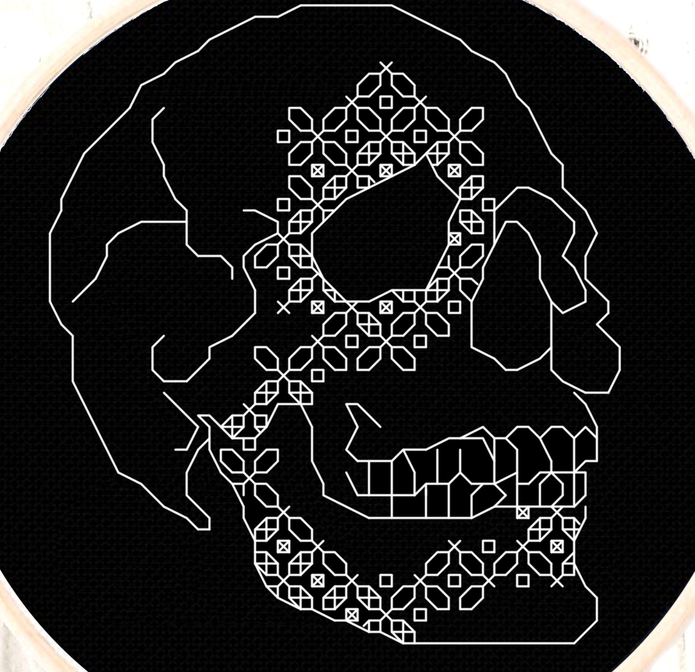 Blackwork Embroidery Skull Pattern Gothic Embroidery Home Etsy