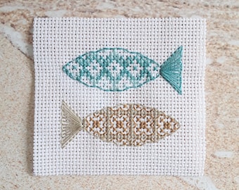 Fish Cross Stitch Pattern: Beginner Mini Seaside DIY (PDF Pattern)