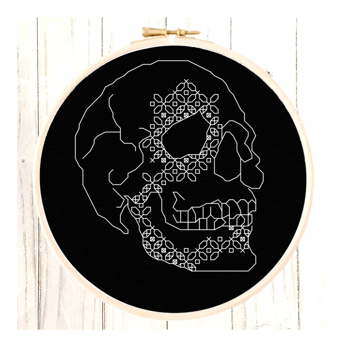 Blackwork Embroidery Skull Pattern Gothic Embroidery Home Etsy