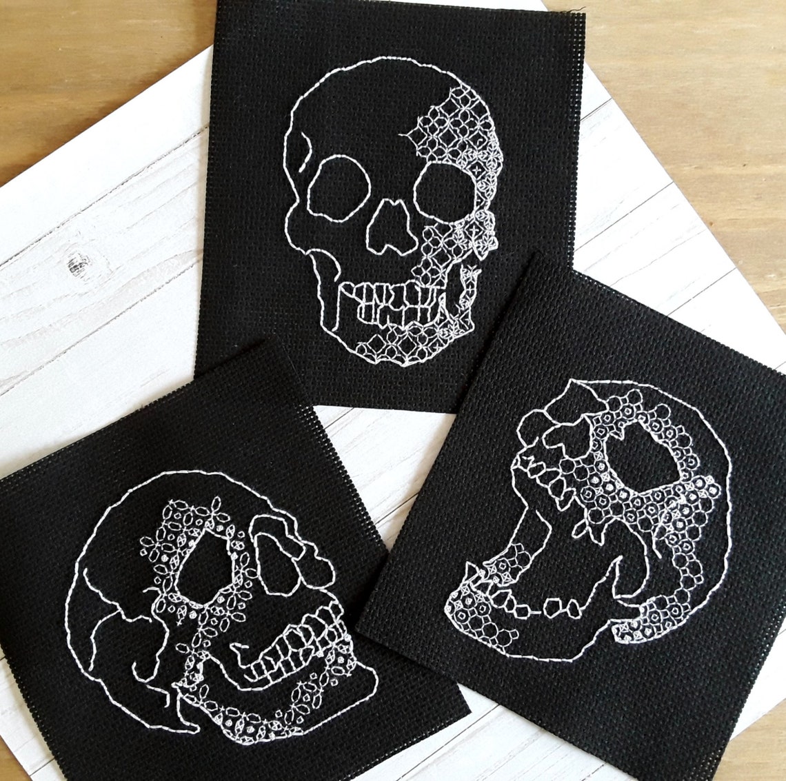 Blackwork Embroidery Skull Pattern Gothic Embroidery Home Etsy