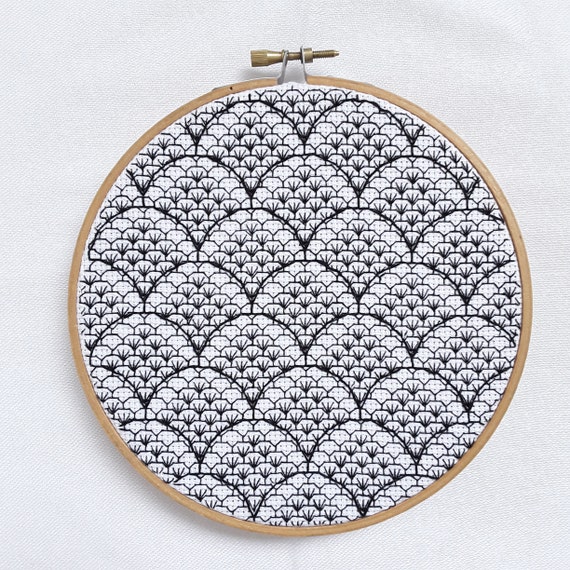 Art Deco Scallops Blackwork Embroidery Pattern (PDF Pattern) - Etsy