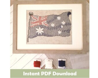 Australian Flag Blackwork Embroidery Pattern (PDF File)