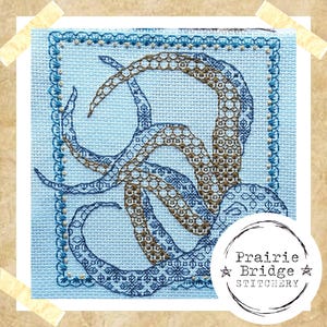 Octopus Blackwork Embroidery Pattern | Aquatic Creature | Old Eight Legs | PDF Digital Download | Coastal Home Decor