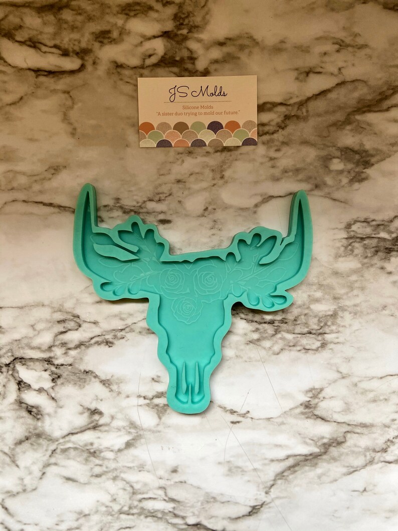 Cow Skull With Flowers Resin Silicone Mold Only Etsy