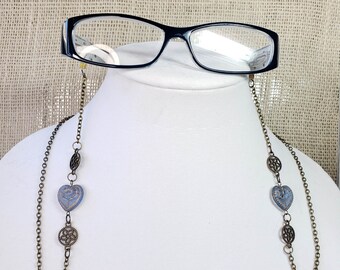 Boho Eyeglass Chain | Blue Eyeglass Chain | Heart Eyeglass Chain | Vintage Eyeglass Chain | Mask Chain | Cottage Chic Glasses Chain