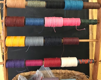 Waxed linen thread for sewing tabs or handles