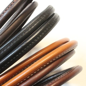 Sewn Round Sew On Leather Handles - Pair