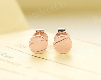 Ready To Ship! 14K Rose Gold Charm earrings Plain earrings Delicate anniversary earrings studs |Handmade earrings studs Dainty wedding studs