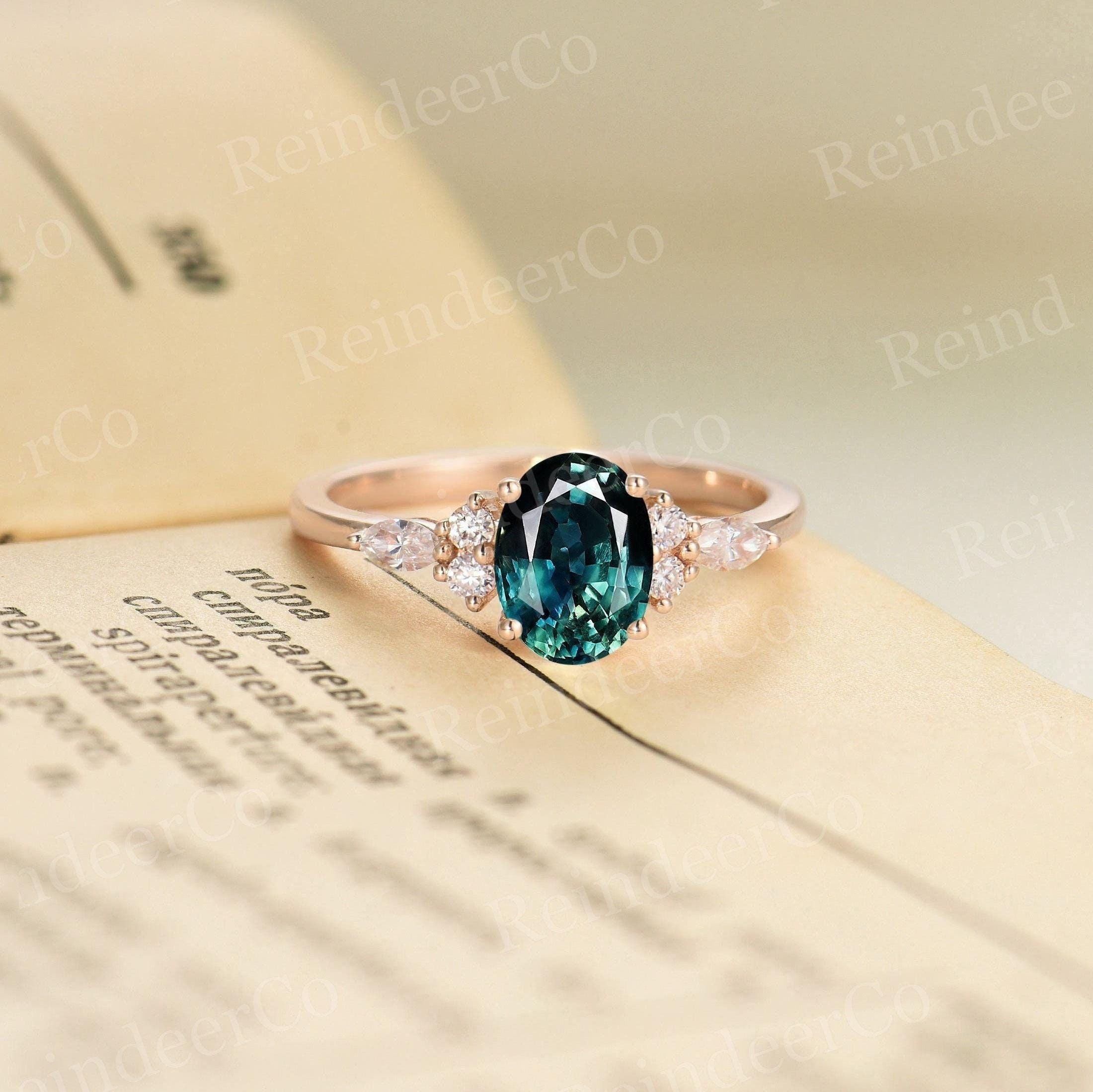 Teal sapphire ring - Etsy 日本