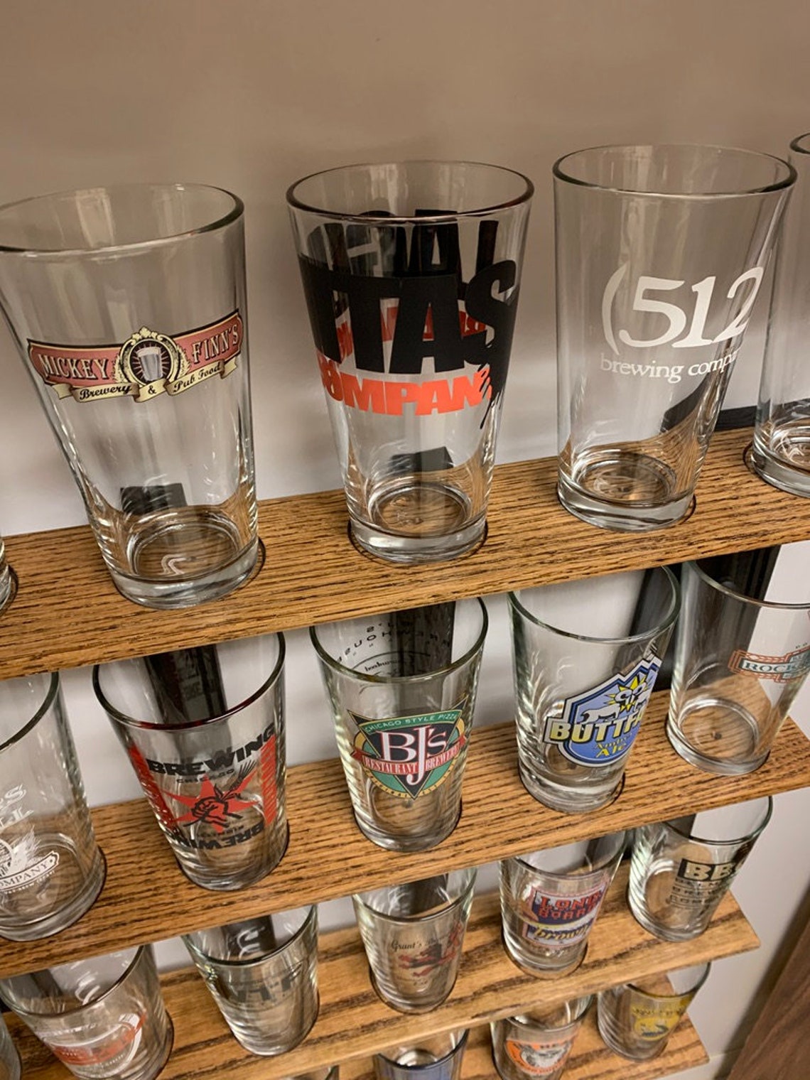 Pint Beer Glass 24 Display Brown/Black Etsy