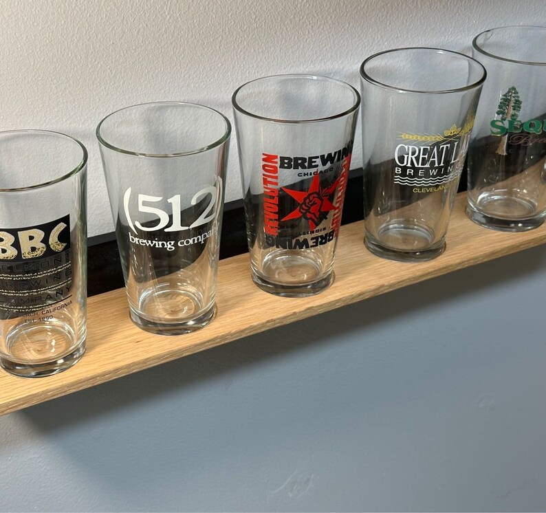 Pint Beer 6 Glass Display Shelf Natural/black Oak Etsy
