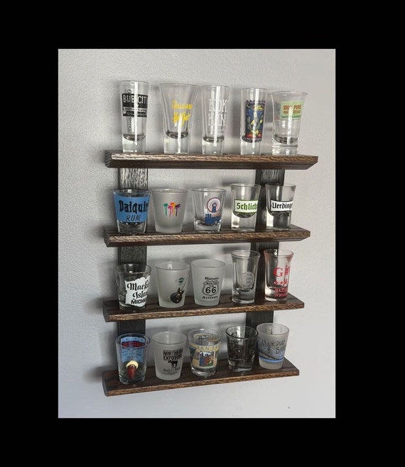 Oak shot glass display case deals