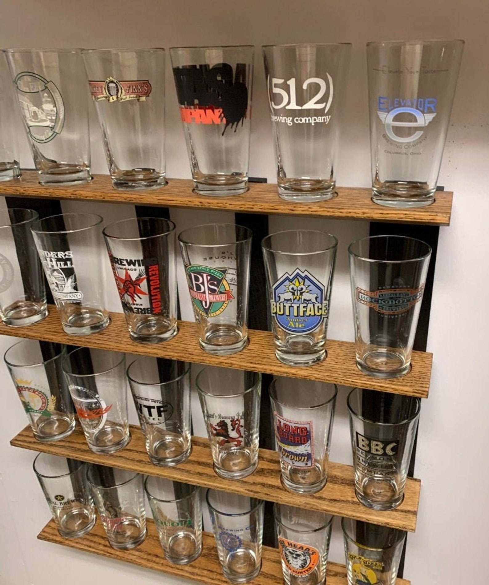 Pint Beer Glass 24 Display Brown/Black Etsy