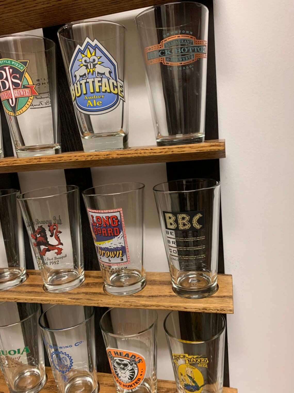 Pint Beer Glass 24 Display Brown/Black Etsy