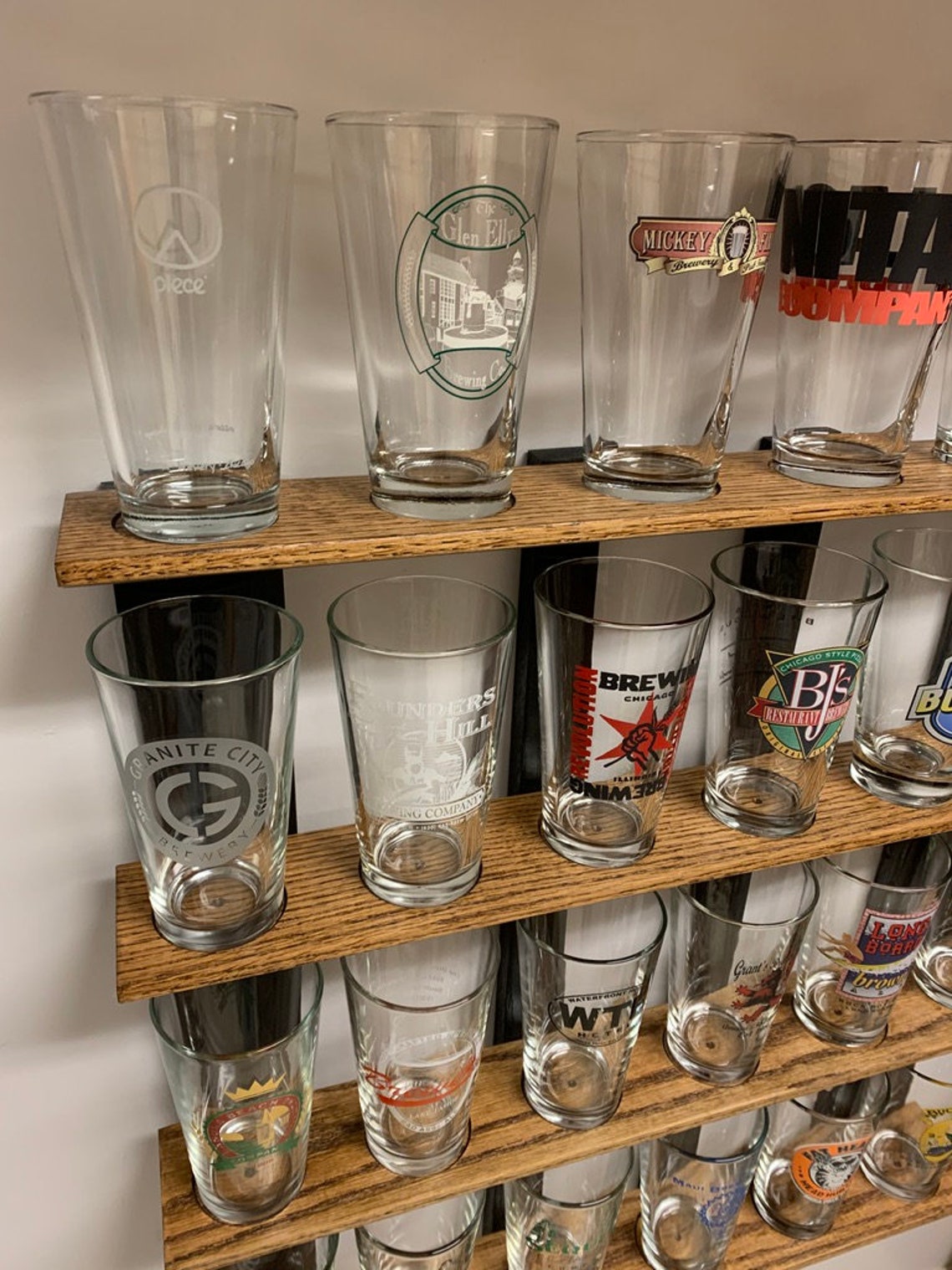 Pint Beer Glass 24 Display Brown/Black Etsy