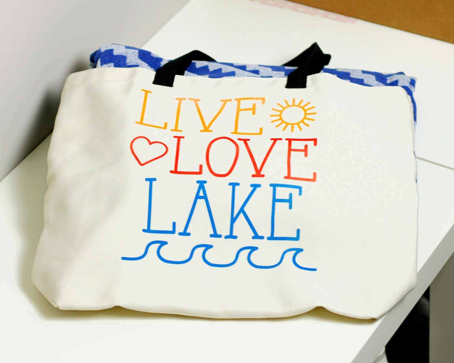 Live Love Lake Tote Bag 19 x 14 off white tote Etsy