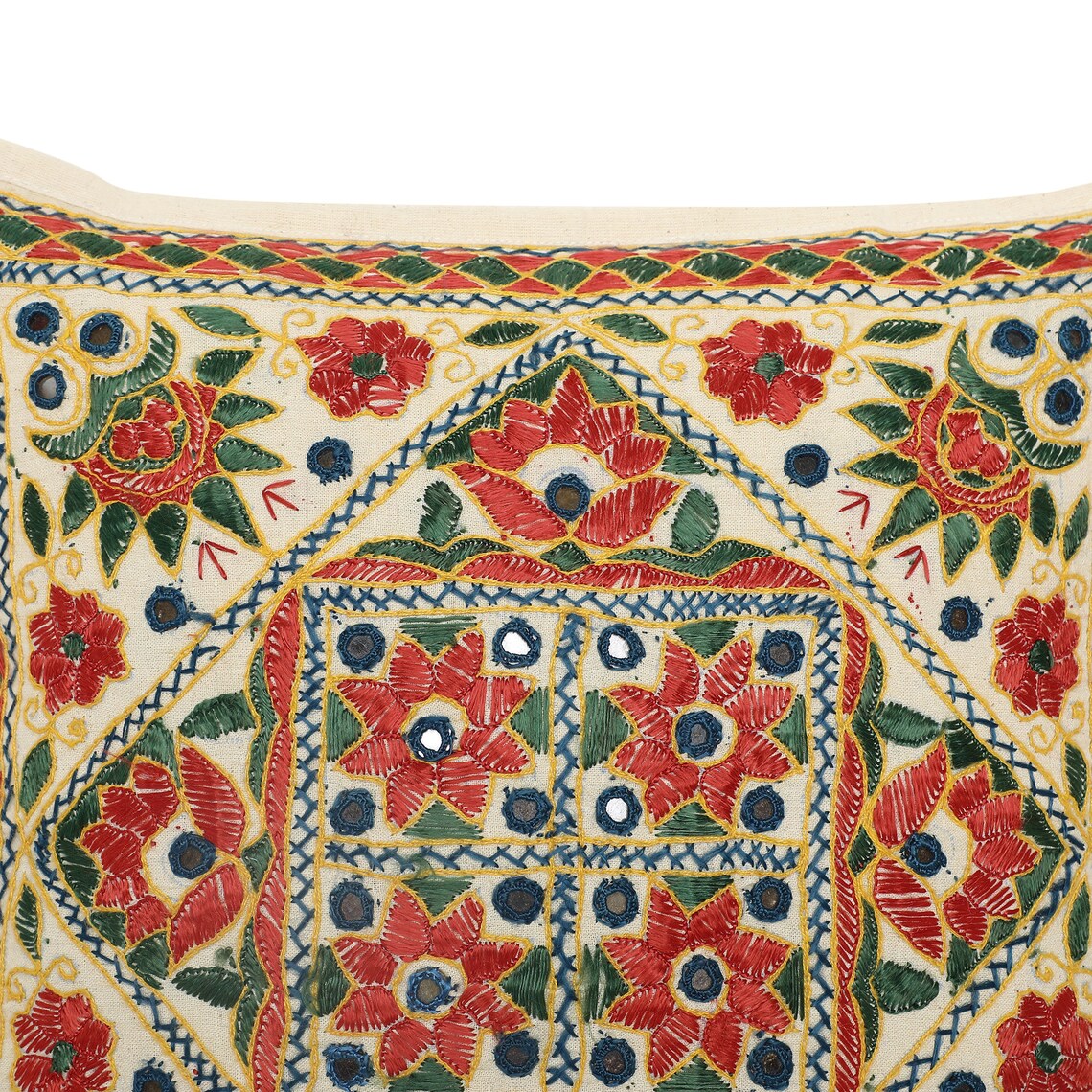 Traditional Hand Embroidered Cushion Cover with Mirror Etsy