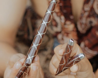 Infinity Kuripe & Tepi Set, Tamarind Wood and Pure Silver Line, Dewata Studio Design