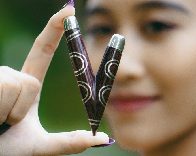 Kuripe Double Silver Line - Handcrafted Tamarind wood & Pure Silver