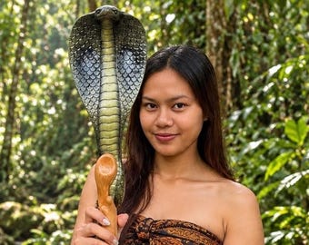 Exclusive Gift, Balinese Cobra Staff, Hand Carved and Hand Painted  Art