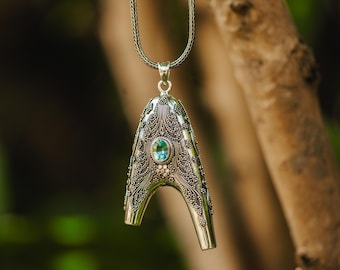 Dewata Full Silver Kuripe Pendant with Blue Topaz, High Purity Silver Ornamentation, Collectible Unisex Kuripe