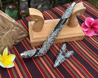 Gift Set of Kuripe and Tepi Pipes – High-Purity Silver 99%, Exclusive Balinese Handcrafted Ceremonial Applicators