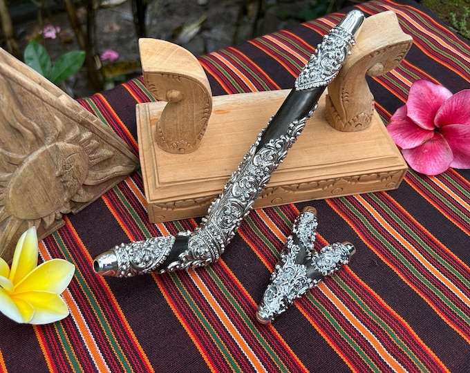 Gift Set of Kuripe and Tepi Pipes – High-Purity Silver 99%, Exclusive Balinese Handcrafted Ceremonial Applicators