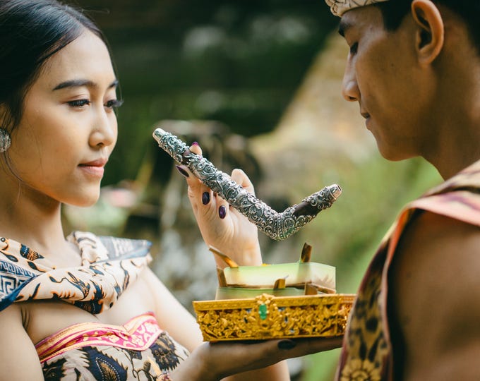 Exclusive Dragon Ornament Tepi with Silver and Ruby by Dewata Studio