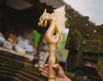 Sacred Balinese Dragon Staff – Spiritual Ceremonial Wand for Energy and Wisdom