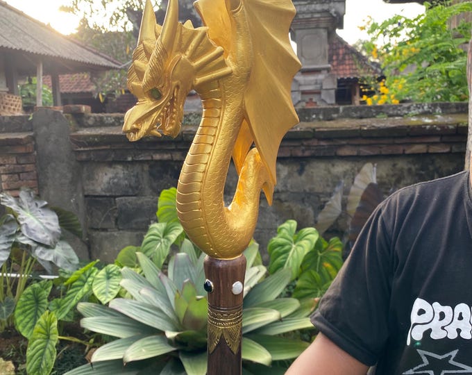 Sacred Balinese Dragon Staff – Spiritual Ceremonial Wand for Energy and Wisdom