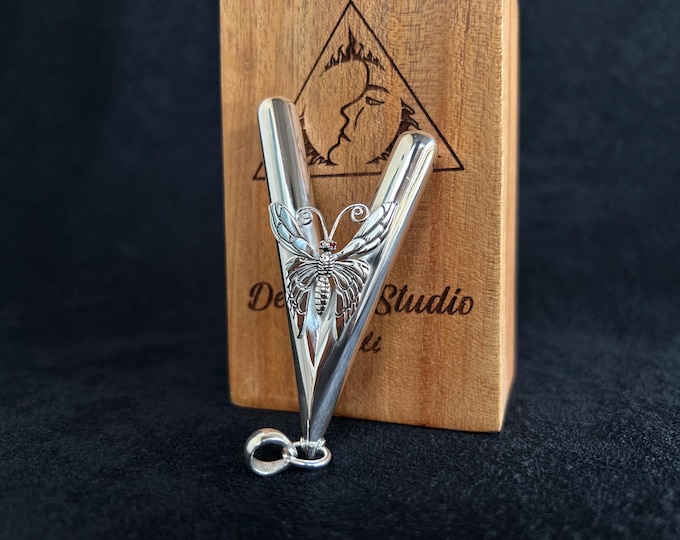 Full Silver Kuripe. Handcrafted Balinese Butterfly Kuripe Pipe, Exclusive Collectible pipe symbol of transformation and light