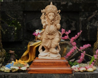 Balinese Aroma Wood Statue Ganesha / Ganesa / Ghanapati Hinduism Deity hand carved statue,  sculpture altar and meditation tools