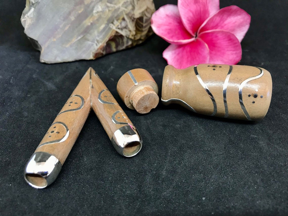 Kuripe set for Rapé 2 items Kuripe & Bottle from Sandal wood Etsy