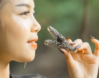 99% Pure Silver Kuripe Pipe: Handcrafted Balinese Ceremonial Tool