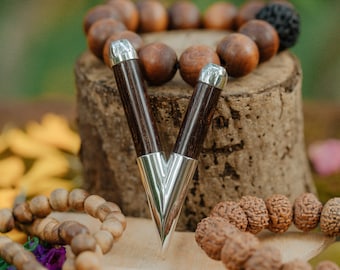 Dewata Woman Kuripe Pipe - Kuripe Tamarind Wood with 99% Pure Silver by Dewata Studio