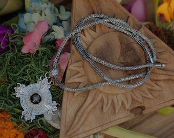 Balinese Chakra Silver Pendant Blue Topaz & Sapphire