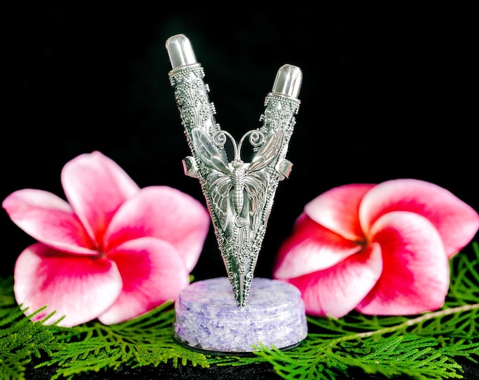 Diamond Butterfly Kuripe, high purity Silver Balinese Ornament with Diamond on eyes