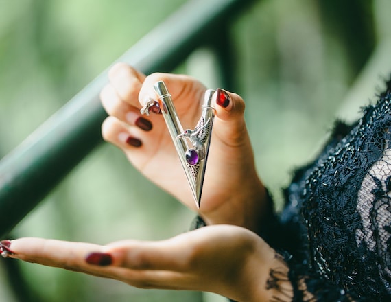 Hummingbird Kuripe Pipe, High Purity Silver with Amethyst & Ruby, Authentic Dewata Studio’s Crafting Technology