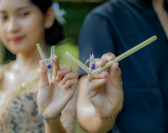 Hummingbird Kuripe, Tepi Pipe, Bottle. Exclusive Collectible Quality Pipe, Ceremonial Set,Balinese Sterling Silver, Amethyst Garnet Gemstone