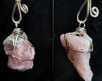 Boucles d'oreilles lestées en quartz rose