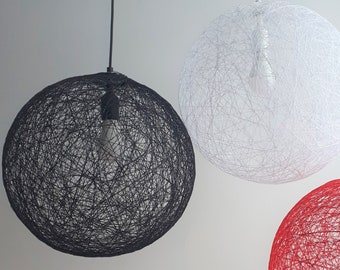 pendant lamp, big cotton ball lights, ceiling lamp, modern decor, handmade, fiber art lamp, yarn net chandelier, loft lighting