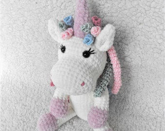 unicorn 27 cm, rainbow crochet lovey pony, stuffed amigurumi toy, gift for baby, kawaii, cuddly baby plushies unicorn, handmade yarn toy