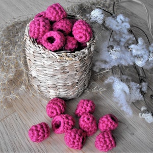 crochet raspberries, cotton fruits amigurumi, yarn play food for kids kitchen, market, pretend food, handmade soft toy, montessori toys