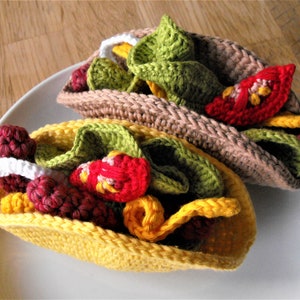 taco all&#39;uncinetto, set di cibo finto per giocare, per la cucina dei bambini, giocattoli Montessori, cibo in miniatura, accessori per la cucina da gioco, giocattoli ecologici fatti a mano