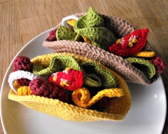 crochet taco, pretend play food set, for kids kitchen, Montessori toys, miniature food, play kitchen accessories, handmade eco toys