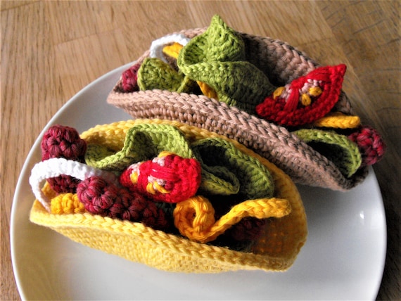 Crochet Taco, Pretend Play Food Set, for Kids Kitchen, Montessori Toys,  Miniature Food, Play Kitchen Accessories, Handmade Eco Toys 
